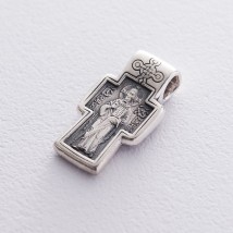 Срібний хрест "Господь Вседержитель. Молитва" 13448 Онікс