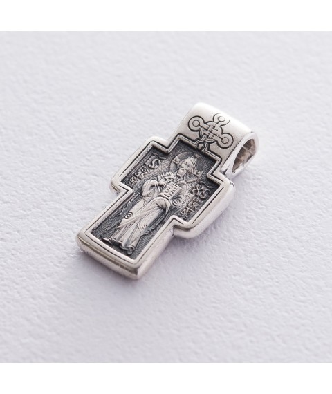 Silver cross "Lord Pantocrator. Prayer" 13448 Onyx