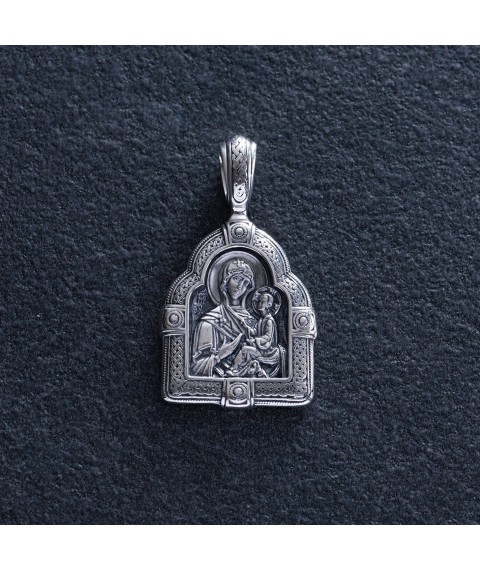 Срібна ладанка "Божа Матір" 13355 Онікс