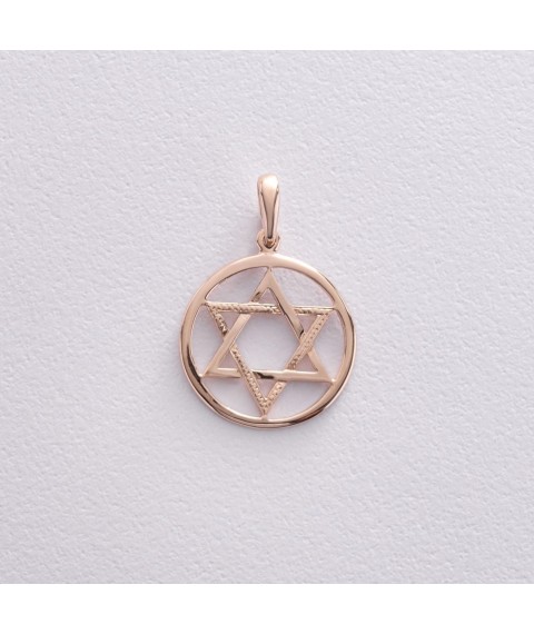 Pendant "Star of David" in red gold p03882 Onyx