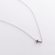 Silver necklace "Cross" (enamel) 181070 Onix 45