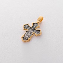 Серебряный крестик (чернение, позолота) 132848 Онікс