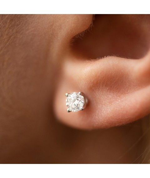 Gold earrings - studs with diamonds 329591121 Onyx