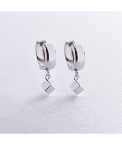 Earrings "Cubes" in white gold s08902 Onyx