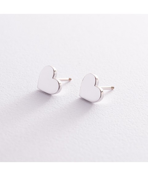 Earrings - studs "Hearts" in white gold s08297 Onyx