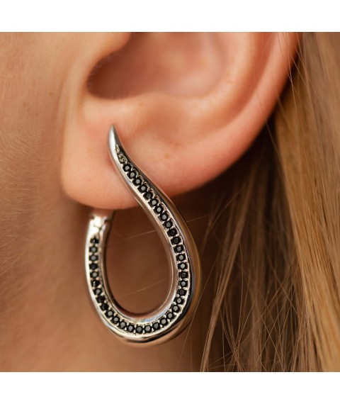 Gold earrings "Grace" s08612 Onyx