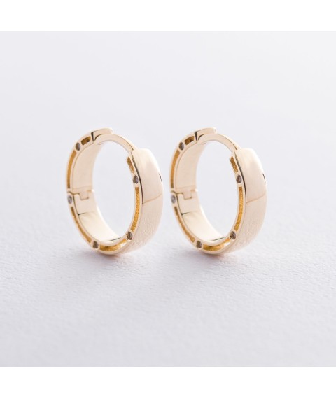 Золоті сережки "Кільця" з фіанітами, діаметр: 17 мм с05226 Онікс