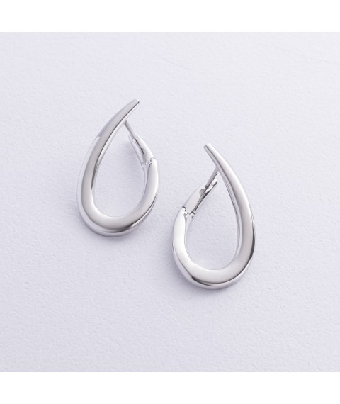 Earrings "Droplets" in white gold s08749 Onyx