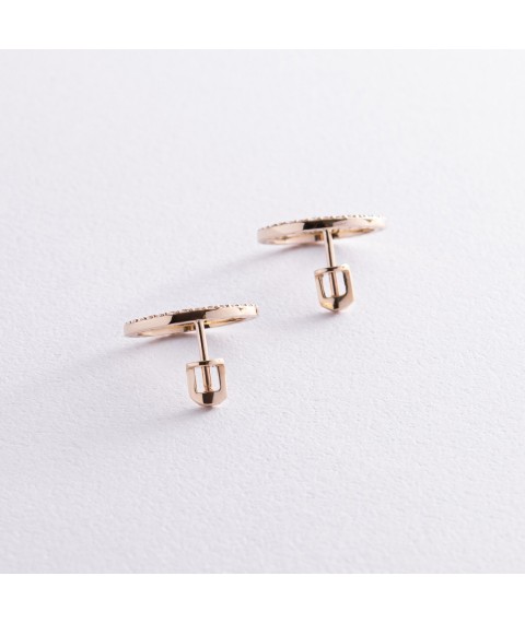 Earrings - studs "Cycle" with cubic zirconia 1.6 cm (yellow gold) s08376 Onyx
