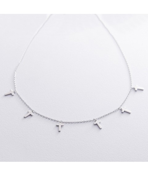 Silver necklace "Cross" 18950 Onyx 43