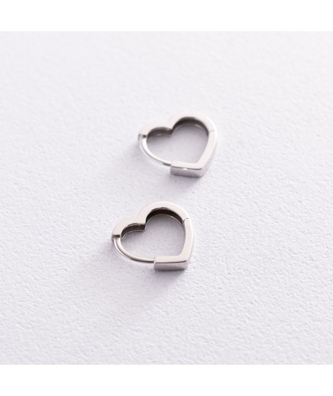 Earrings "Hearts" in white gold s07422 Onyx