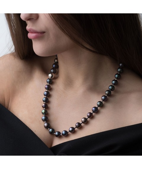 Pearl necklace with diamonds beads 725 Onyx