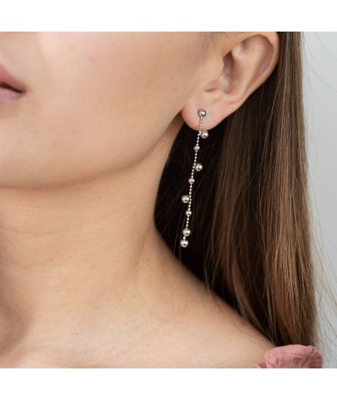 Silver earrings "Balls" 122831 Onyx