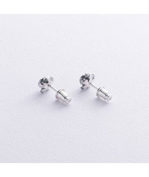 Stud earrings "Roses" with blackening 12515 Onyx