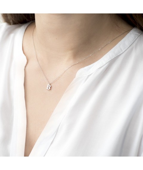 Серебряное колье с буквой В 18617в Онікс  45
