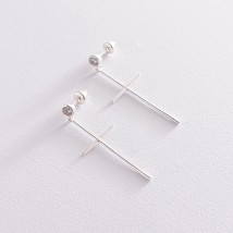 Silver earrings "Crosses" with cubic zirconia 123019 Onyx