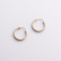Серьги - кольца в желтом золоте (1.2 см) с07307 Онікс