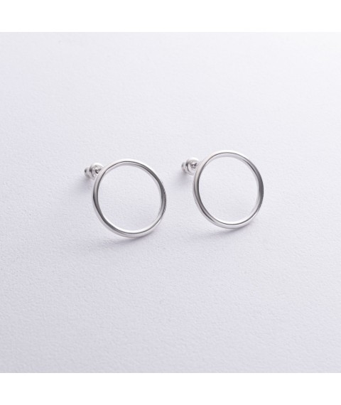 Earrings - studs Big circle in silver 1.9 cm 122547 Onyx