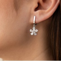 Silver earrings "Flower" with cubic zirconia 121198 Onyx