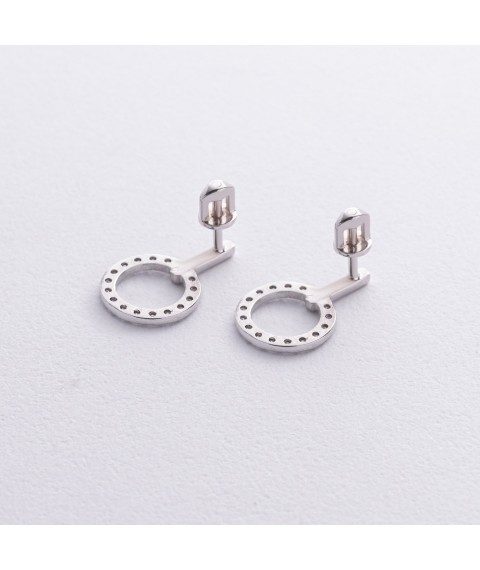 Earrings - studs "Tessa" with cubic zirconia (white gold) s08806 Onyx