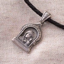 Silver amulet "Mother of God" 13438 Onyx