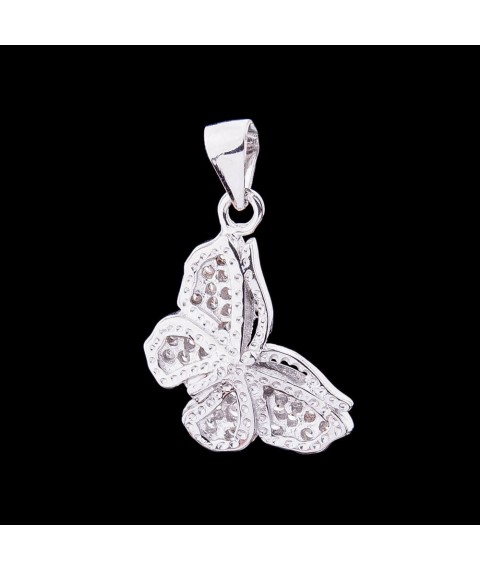 Silver pendant "Butterfly" with cubic zirconia 132232 Onyx