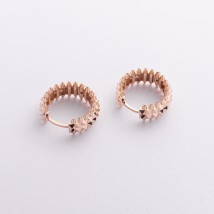 Серьги - кольца в красном золоте с09399 Онікс