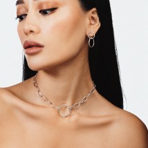 Сережки - пусети "Кільця" в сріблі 122629 Онікс
