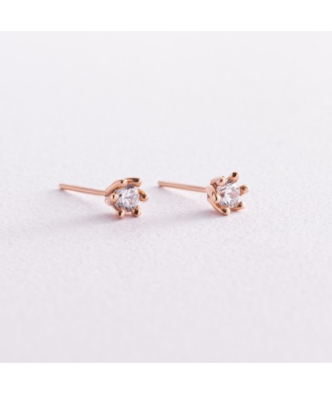 Gold earrings - studs with cubic zirconia s05307 Onyx