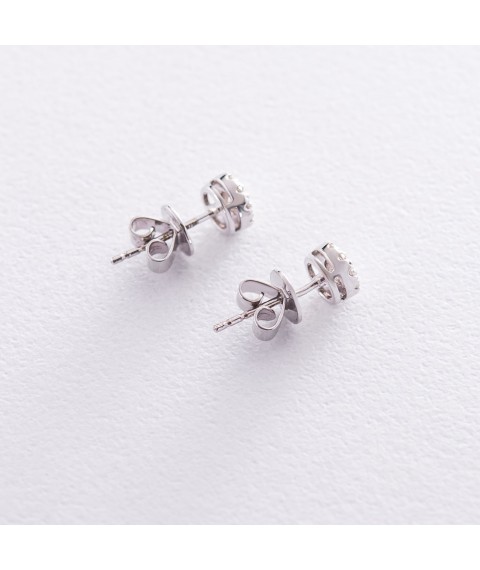 Earrings - studs in white gold (diamonds) E00091mi Onyx