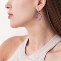 Silver earrings with amethysts 2378/1р-AMET Onix