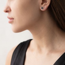 Silver stud earrings (smoky quartz) 122171 Onyx