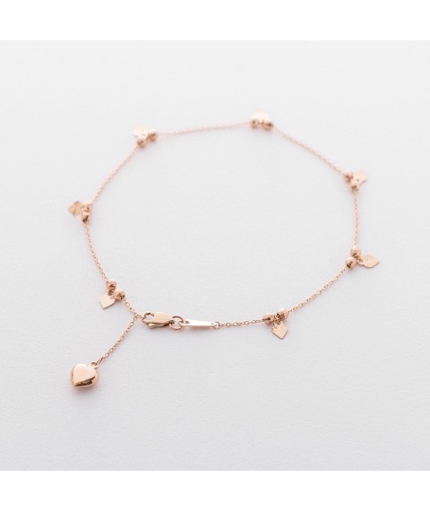 Gold ankle bracelet with hearts b03644 Onix 26