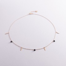 Necklace "Feathers" in yellow gold (cubic zirconia) coll02032 Onix 41