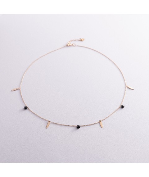 Necklace "Feathers" in yellow gold (cubic zirconia) coll02032 Onix 41