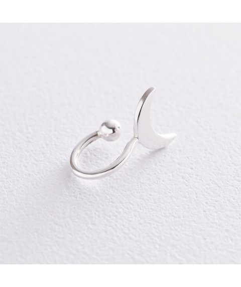 Earring - cuff "Moon" in silver 122901 Onyx