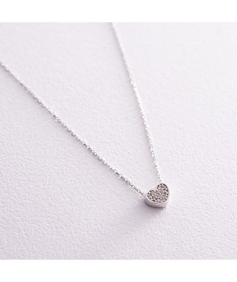 Necklace "Heart" with cubic zirconia (white gold) coll02291 Onix 44