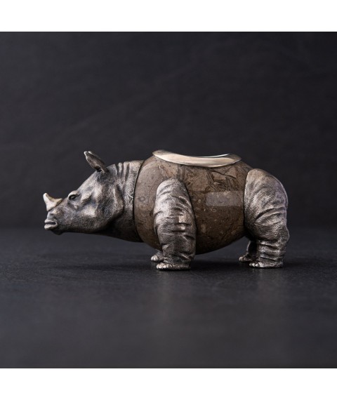 Серебряная фигура ручной работы "Носорог" 23140 Онікс