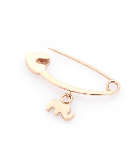 Gold pin "Elephant" with enamel zak00104sl Onyx