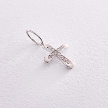 Cross in white gold with cubic zirconia p03760 Onyx