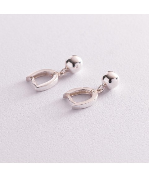 Silver earrings "Balls" 123119 Onyx