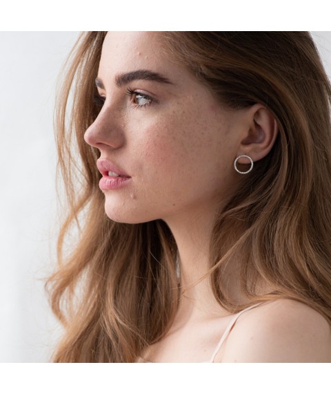 Silver earrings "Shimmer" (1.6 cm) 122707 Onyx