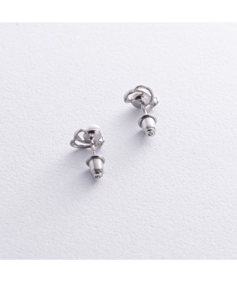 Срібні сережки - пусети (культ. прісн. перли, фіаніт) 12645 Онікс