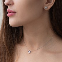 Necklace "Clover" in white gold (cubic zirconia) coll01124 Onyx