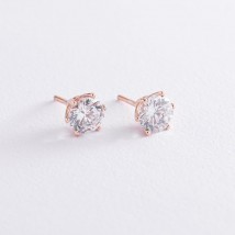 Earrings - studs in red gold (cubic zirconia) s03343 Onyx