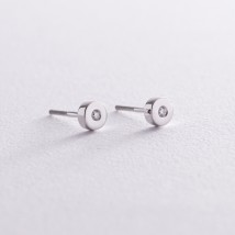 Earrings - studs in white gold (diamonds) 102-10050 Onyx