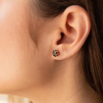 Gold stud earrings (topaz) s06606 Onyx