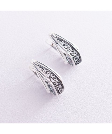 Silver earrings 12211 Onyx