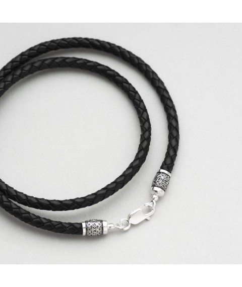 Leather cord with silver clasp “Save and Preserve” (5 mm) 18712 Onix 50
