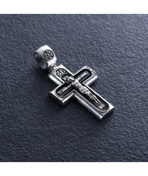Silver cross "Crucifixion. Save and Preserve" (in Ukrainian) kdu-21 Onix
